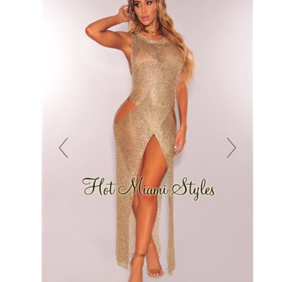 💄Sexy Gold Mesh Dress/Long Top💄NWT - Picture 2 of 6
